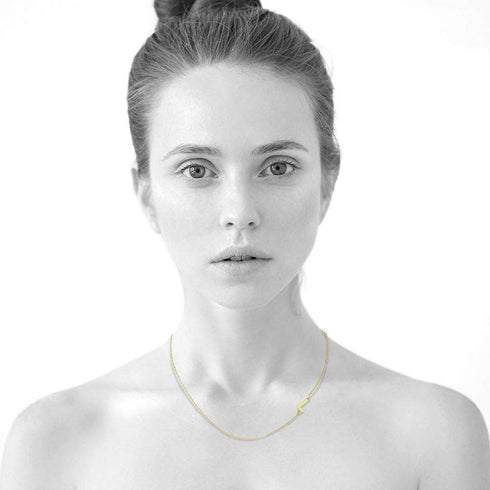 Bold Alphabet Letter Initial Charm Necklace in Gold Tone